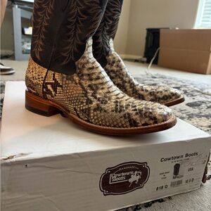 Cowtown Men's Snakeskin Western Boots - Tan and Brown
